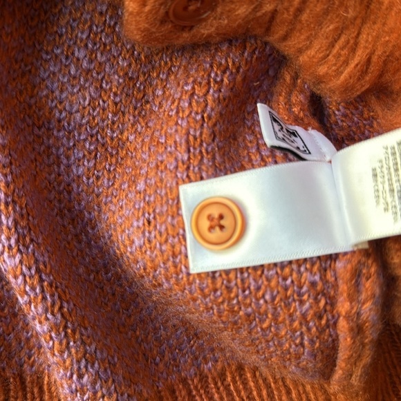Obey Sweater Orange and Purple Copper Multi Helix Fuzzy Cardigan Size Medium - Picture 9 of 15